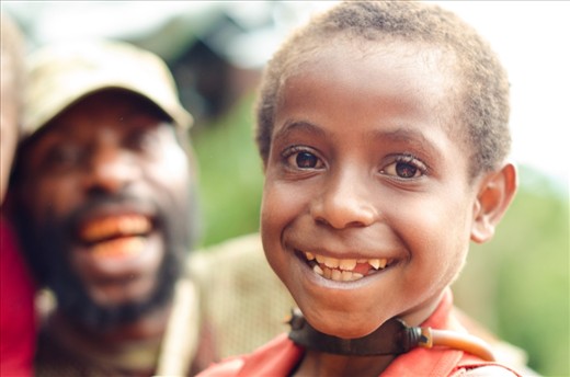 Racky Negundi, son of Jimi and a keen hunter with the catapult he wears around his neck. In a typical day, Racky claims he can catch 5 parrots and if he’s lucky a Bird of Paradise. Mysteriously disappearing tax income in Papua New Guinea means there is no public education and, as the Negundis live entirely off the land without financial income, Racky will miss out on schooling altogether. 
