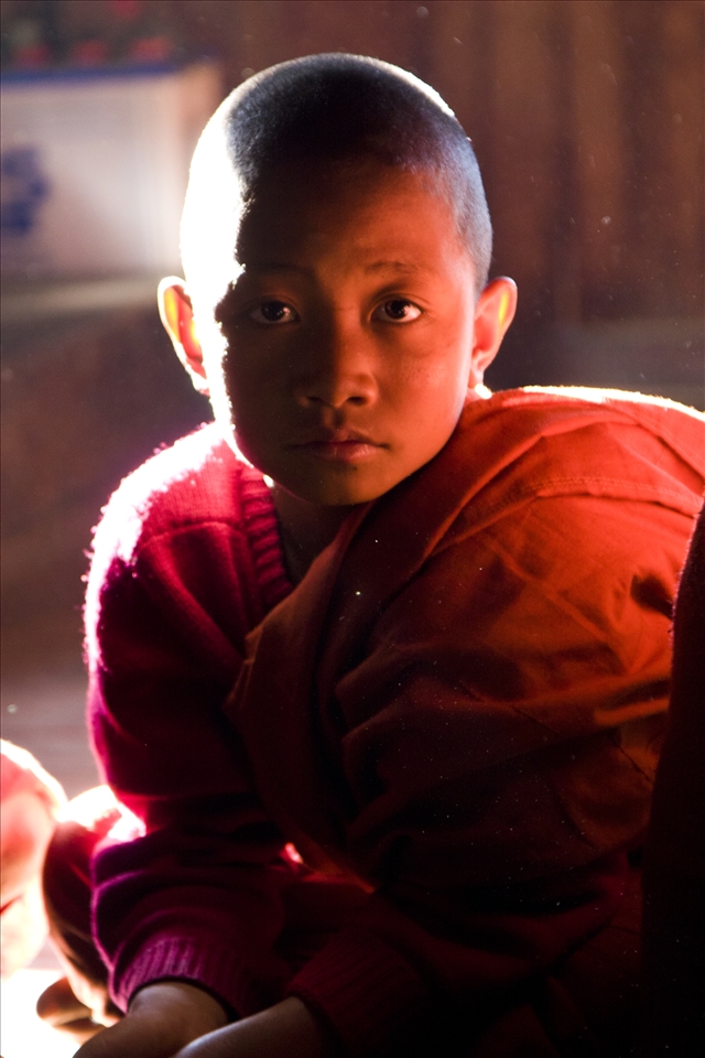 Young monk at monastery in the country at Kalaw, Myanmar