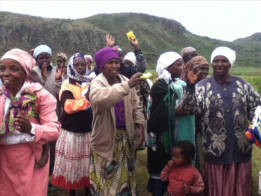 IDP Camp women dancing and singing after we gave them some food parcels