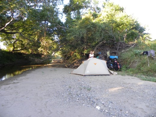 Camping at the river, before the 