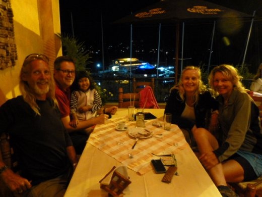 cheese fondue dinner at a Swiss restaurant in Valle de Bravo with the Germans 