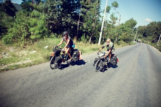James and I on the road - leaving San Cristobal de las Casas.