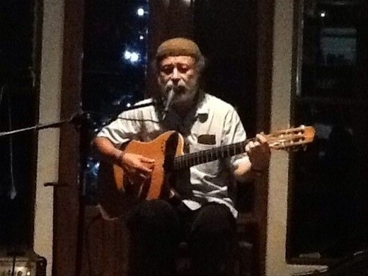 Manuel Monestel - great friend and musician we stayed with in San Jose. Here performing in his house on New Years Eve.