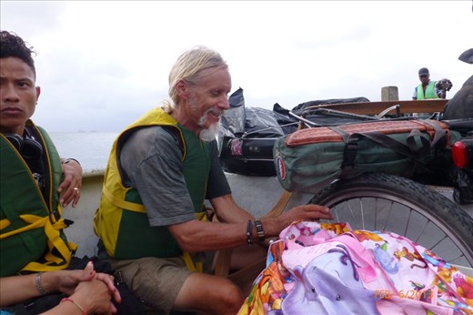 James holding on to his bike.