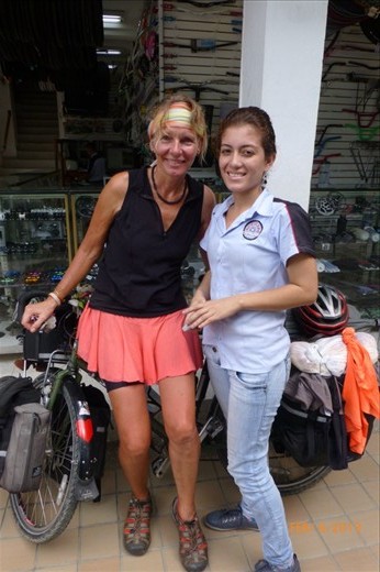 nice girl at a bike shope 