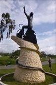 A cyclist sculptur at the entrance of a city? Only in Colombia!: by margitpirsch, Views[633]