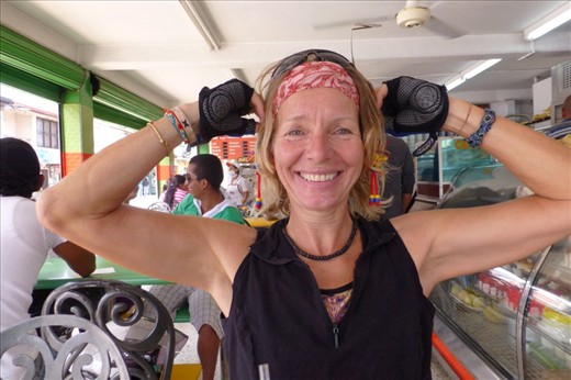 In a cafe on the road - holding up 