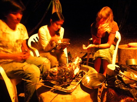 Monster cat - fish dinner at Playa Escondido