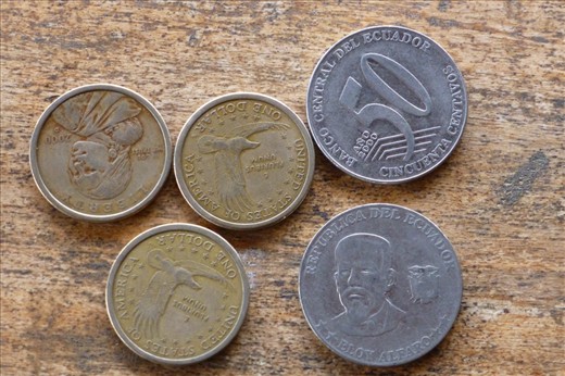 $ coins and 50 cent peaces make so much sense..