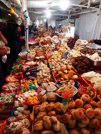 abundance of baked goods in the streets of Cuenca
