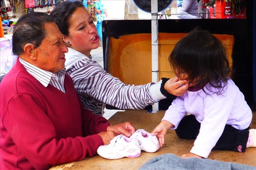 Mom and grandpa playing - whole family had fun playing with the girls shoes.