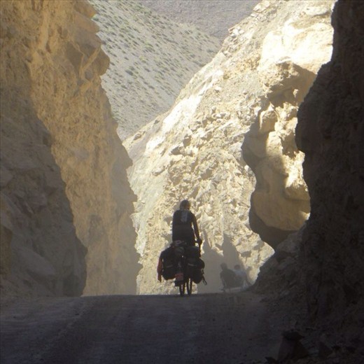 riding through the canyon.