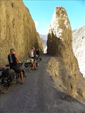 dicy - as we watch a backhoe releasing an avalanche while scratching a roadside into the mountainside of the other side of the canyon.: by margitpirsch, Views[258]