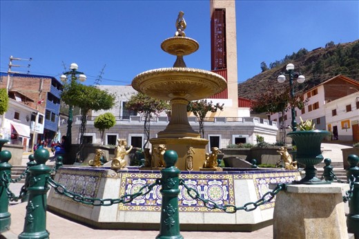 center piece at the plaza in Huari.