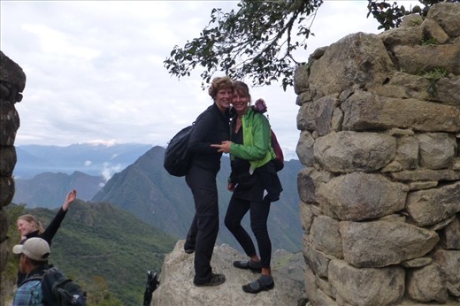 At the sun gate without the sun. Indre and I at Machu Picchu.