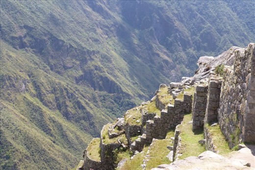 Terraces on the side of Machu Picchu. 