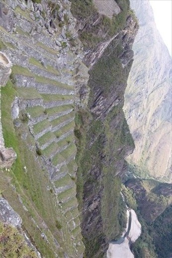 this picture was taken at a strange angle.....Indre saw the profile of a person - the terraces being the hair..I can see that, can you ?