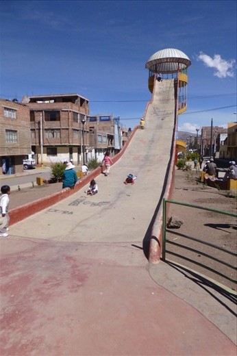 Found  the steepest , longest slide in Puno.