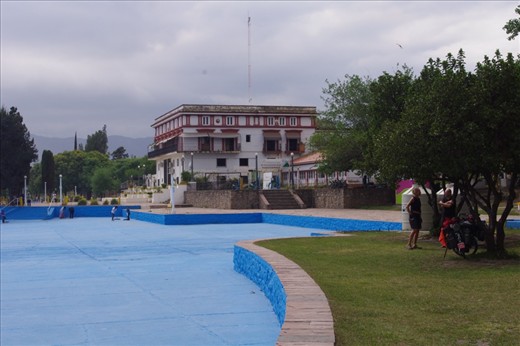 Our municipal campground at the edge of town of Salta with the biggest swimming pool I have ever seen...though without water at this time.