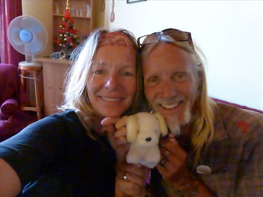 Our presents from Pati and Fer - we each got a fish skeleton to remind us of the delicious New Years's Eve dinner and Pupi to remind us of their dog named the same..  