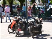 She guarded our bikes while we checked out the cathedral of  Lenares.: by margitpirsch, Views[670]