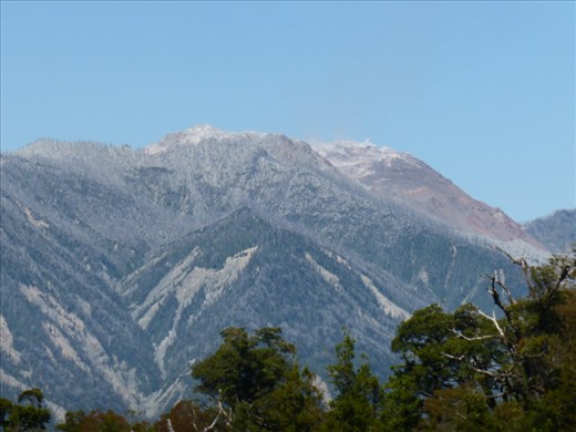 Chaiten volcano - irrupted in 2008 and the town with the same name was evacuated.