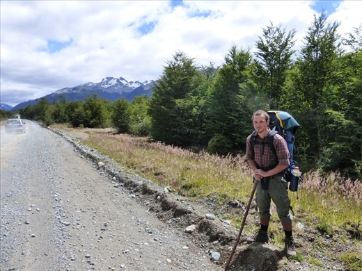 There are crazier people than us - this young man is WALKING the 1250km of the C.Austral - heading north.