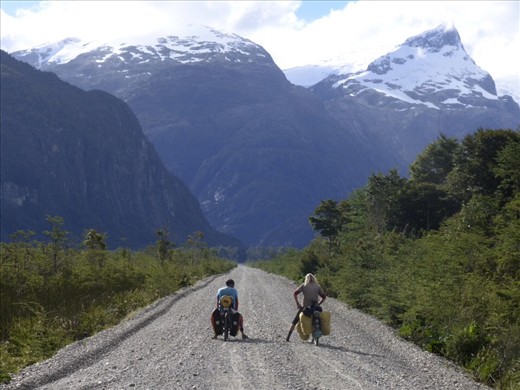 Heading towards Tortel....Fred and James enjoying the wait for the girls in a ray of sun.