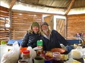 breakfast in the luxury of the biggest shelter we found at the airport of Tortel: by margitpirsch, Views[179]