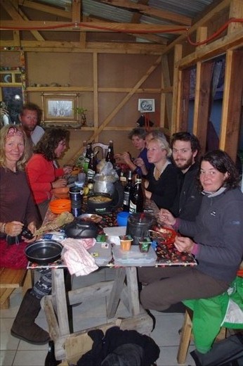 Cycle crowed at the camp in the town of El Chalten