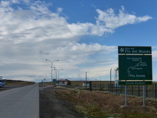 Fin del Mundo - but we are turning left for the ferry to Tierra del Fuego with the wind in our backs...