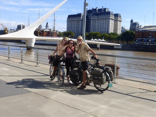 In front of the Puente de la Mujer with our wonderful host Marica.