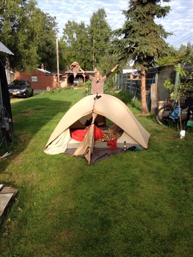 Warm Shower host Hannah and Nathaniel's garden in Anchorage.