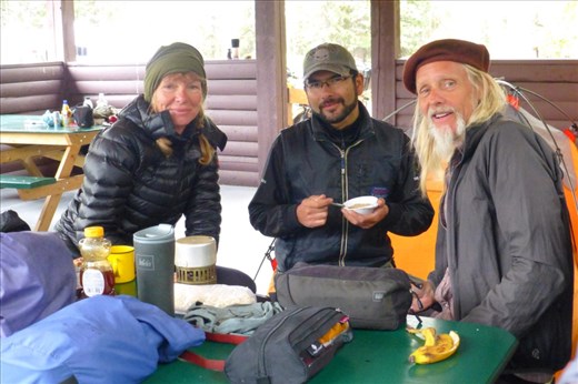 Good company in the kitchen at Snag Jct. 