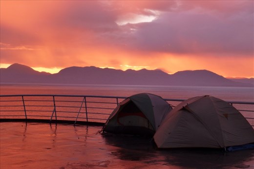 beautiful rainstorm and sunset after leaving Ketchikan.