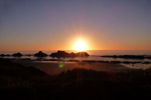 Waiting for Jane while watching the sunset at Waldport.