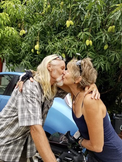 We leave together with a kiss.