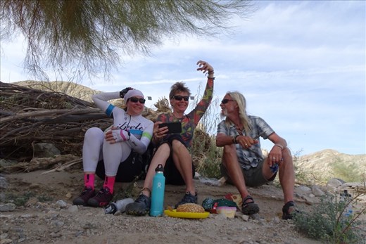 Striking a pose at lunch in the desert