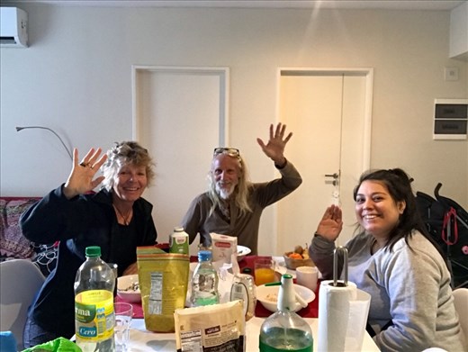 Surprise goodies from Marisa (who has been working every day all day) for breakfast ...here with babysitter Ayelen. 