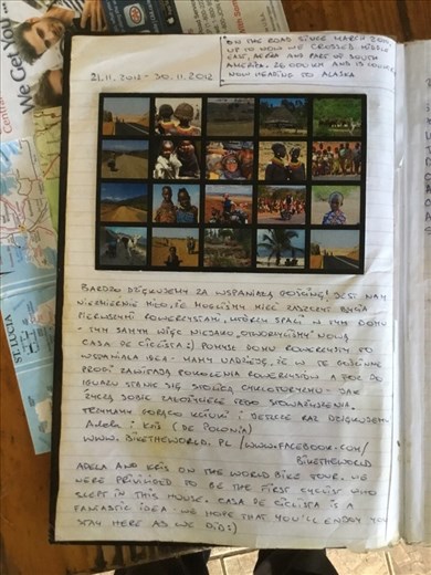 Adela and Kris. We met them 3 times on their tour. They were here in the CASA Ciclista in 2012, before we met them in 2013 in Peru. They were the first guests here. Now the are almost home after 9 years of cycling the world.