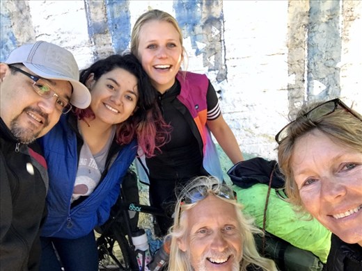 Casa Ciclista fun with the girls and our host in Foz de Iguaçu