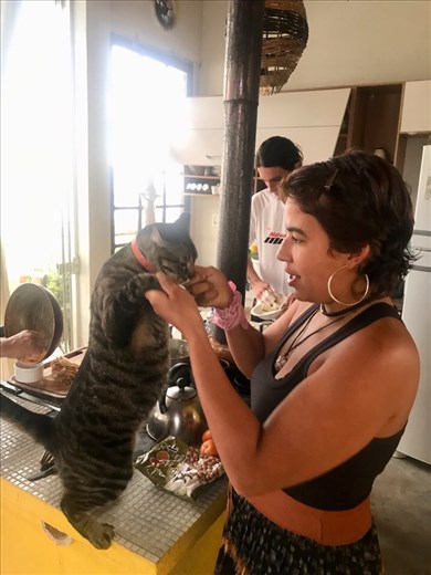 Patricia and Vini dancing in the kitchen.