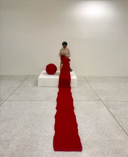 A real life person..knitting with no end...