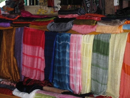 Completed silk scarves