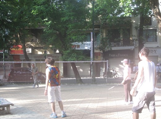 Early morning badminton