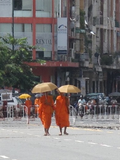 Monks outside Royal Palace, National Museum area