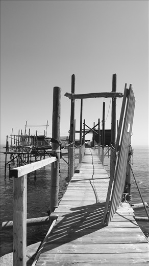 Entry into the Trabocco, structure for fishing in central Adriatic coast (Italy)