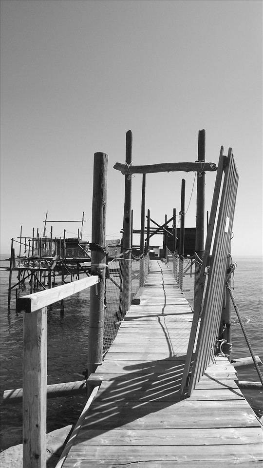 Entry into the Trabocco, structure for fishing in central Adriatic coast (Italy)