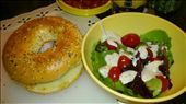 Starving, made a smoked turkey ham and provolone cheese bagel w/salad.: by mariad-osa, Views[407]