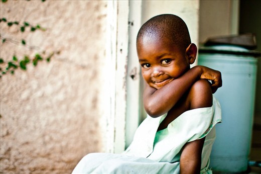 Little Shona girl, Matemba, still shy after seeing a white person for the first time.